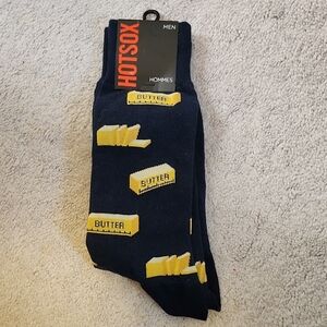 Hot Sox Men's Fun Butter Design Socks - Navy and Yellow
